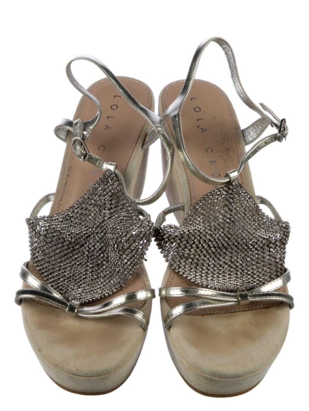 Metallic Silver Mesh Gladiator Wedge Sandal - Women - Picture 3 of 5